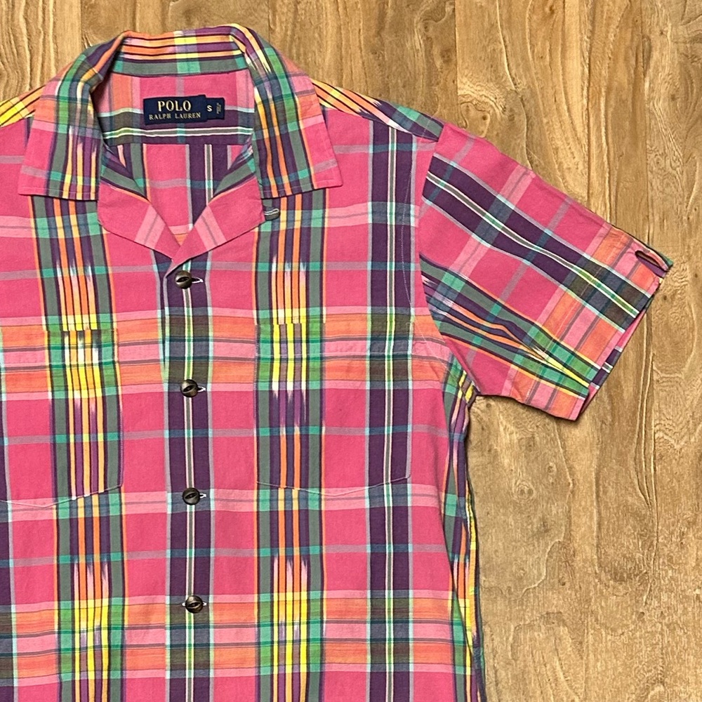 **POLO RALPH LAUREN** plaid camp collar shirt SIZE SMALL